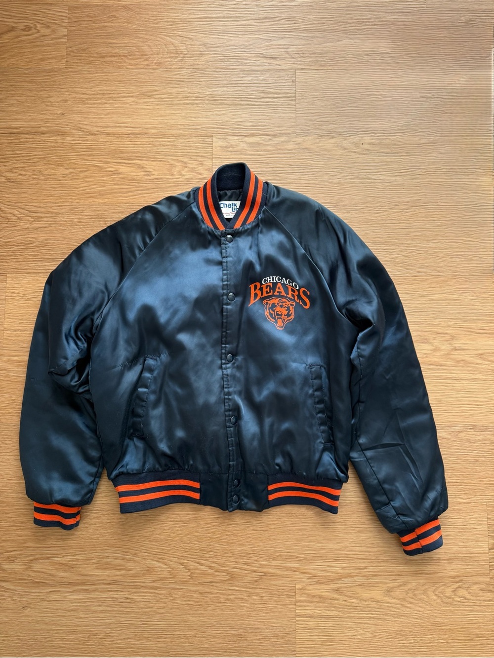 Vintage 80s Chalk Line Chicago Bears Satin Bomber Jacket USA L